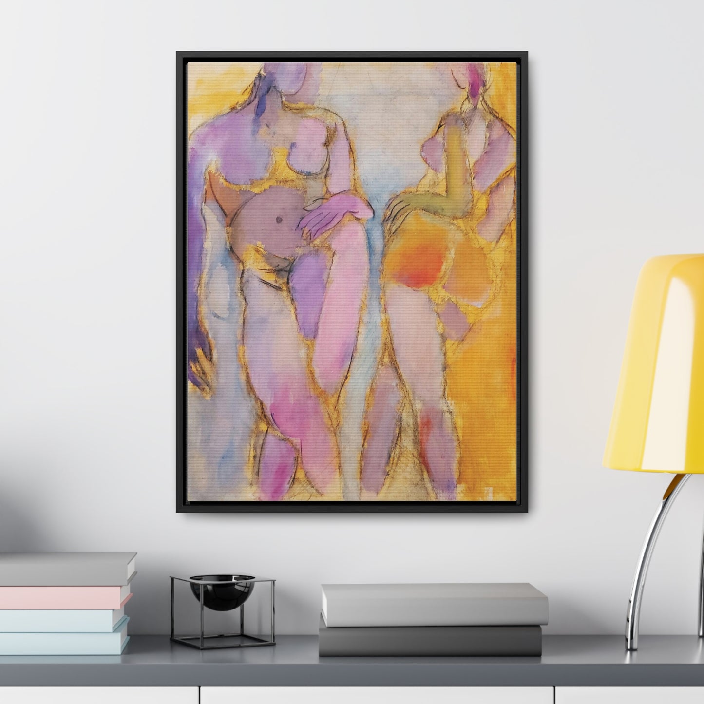 Step into the world of Yi-li Chin Ward's mesmerizing artwork titled "Conversation," where the warmth of human connection is beautifully encapsulated. This piece masterfully captures a moment of intimacy and relatedness through loose sketching and a vibrant color palette.