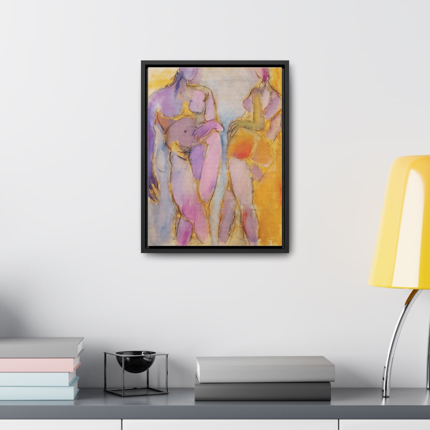 Step into the world of Yi-li Chin Ward's mesmerizing artwork titled "Conversation," where the warmth of human connection is beautifully encapsulated. This piece masterfully captures a moment of intimacy and relatedness through loose sketching and a vibrant color palette.