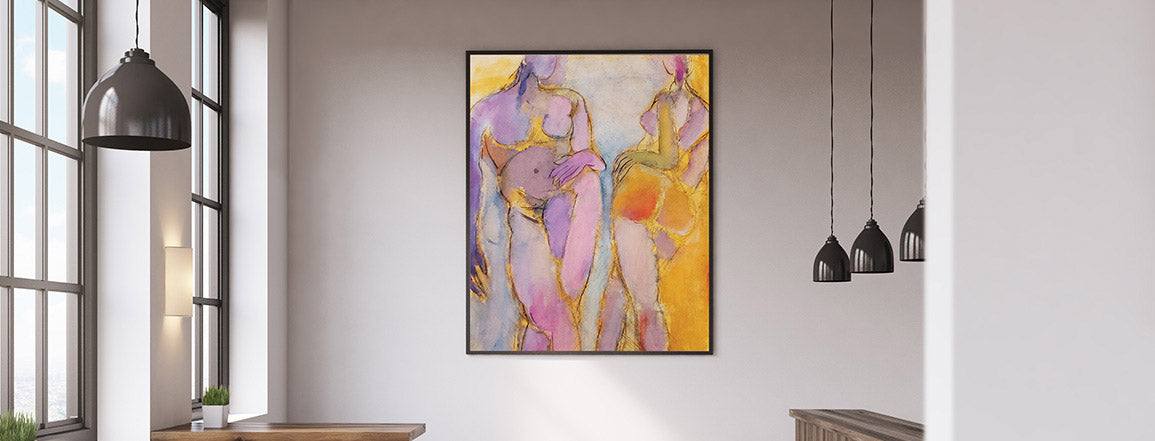 Step into the world of Yi-li Chin Ward's mesmerizing artwork titled "Conversation," where the warmth of human connection is beautifully encapsulated. This piece masterfully captures a moment of intimacy and relatedness through loose sketching and a vibrant color palette.