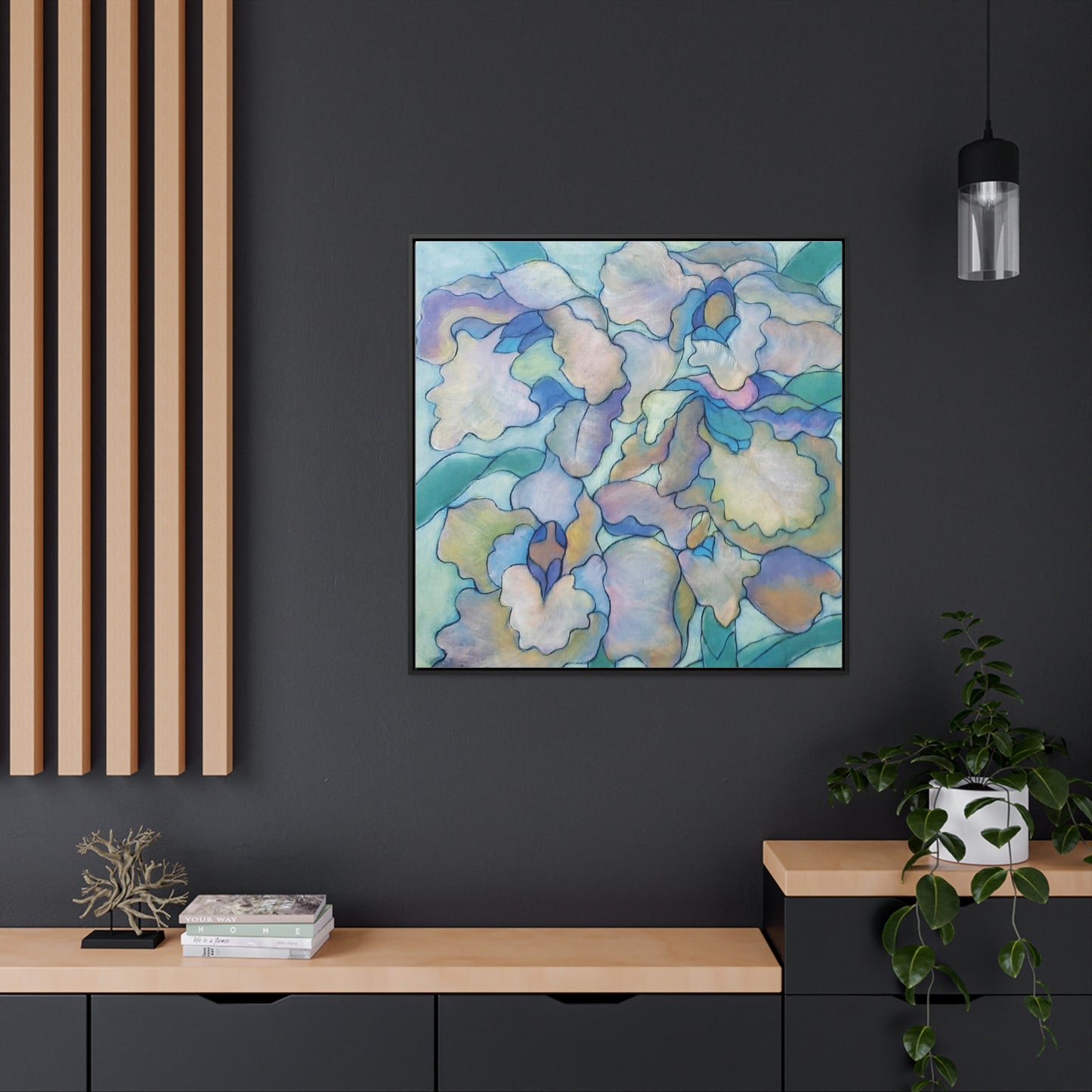 The art piece "Orchid Frenzy" by Yi-li Chin Ward exudes elegance and extravagance. The orchid plant is globally recognized for its captivating beauty and allure, and this piece captures its essence perfectly.