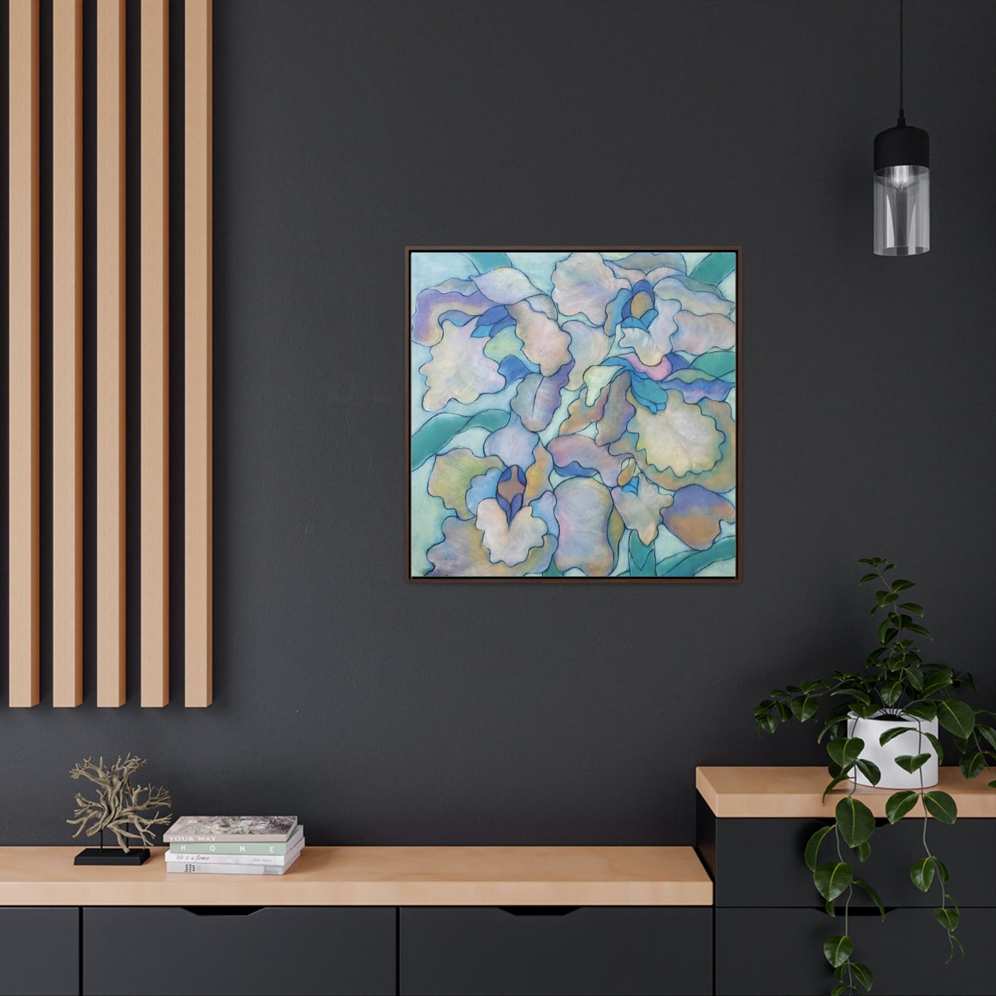 The art piece "Orchid Frenzy" by Yi-li Chin Ward exudes elegance and extravagance. The orchid plant is globally recognized for its captivating beauty and allure, and this piece captures its essence perfectly.